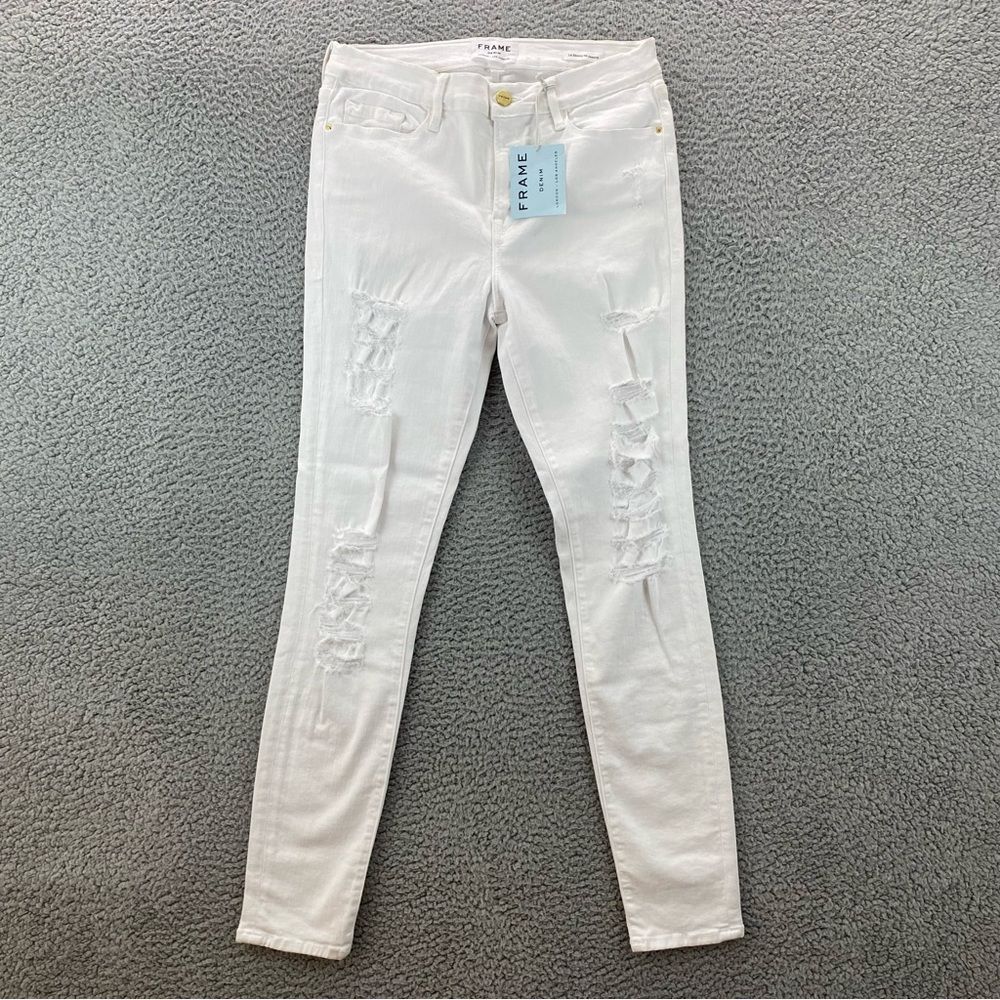 Frame Denim Le Skinny de Jeanne Women's Distressed Mid-Rise Jeans | Size:  31